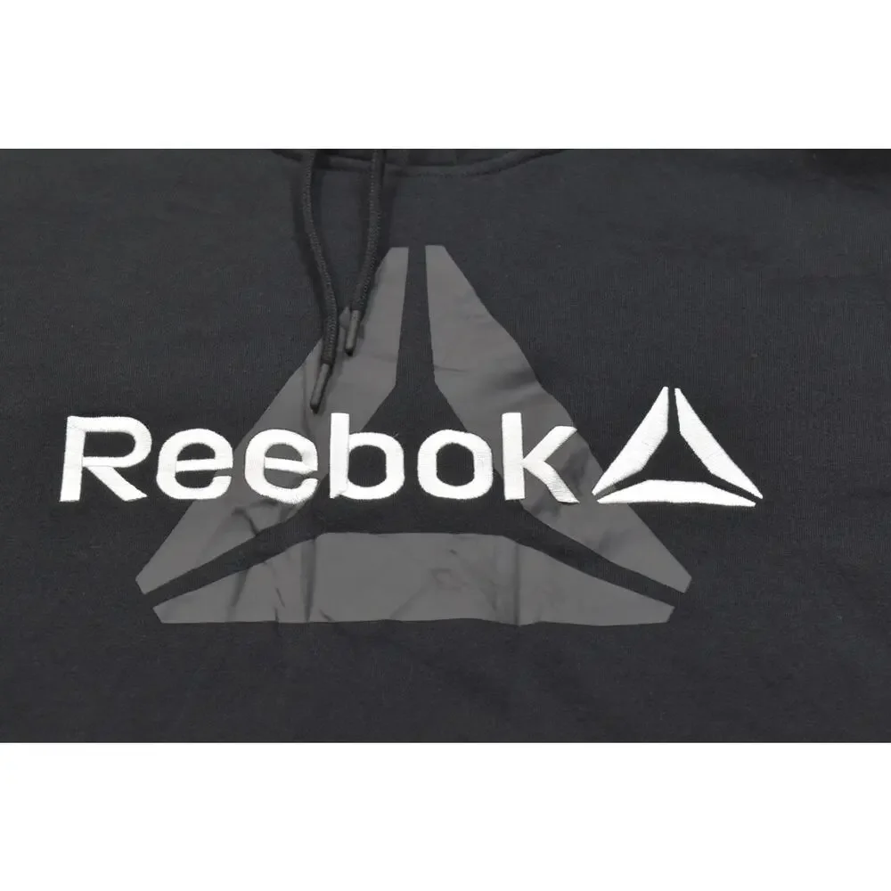 Reebok Men's Black Hoodie Sweatshirt Graphic Logo Cotton Blend Fleece 3XL